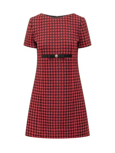 Versace Dress Windowpane In Red