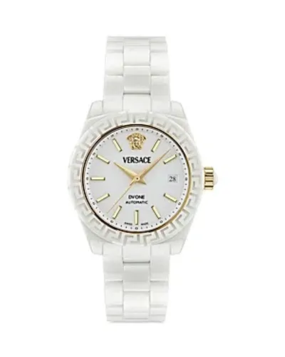 Versace Women's Swiss Automatic Dv One White Ceramic Bracelet Watch 40mm