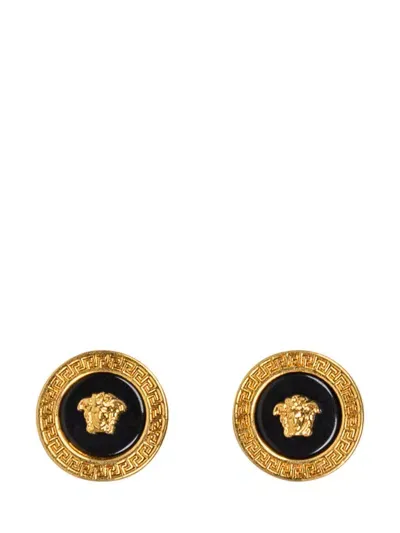 Versace Earrings In Black Gold