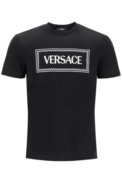 Versace Embroidered Logo T-shirt In Black