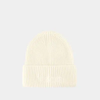 Versace Embroidery  1978 Re Ed. Logo Beanie In Beige