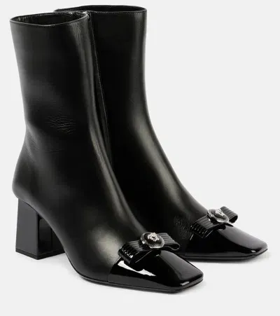 Versace Gianni Ribbon 70 Leather Ankle Boots In Black