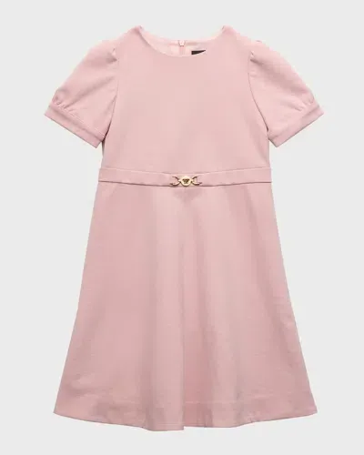 Versace Kids' Girl's Medusa Belted Dress In Dusty Rose