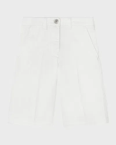 Versace Kids' Girl'd Gabardine Wide Leg Trousers In Bianco