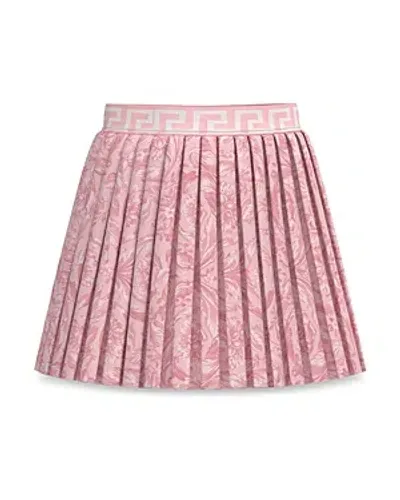 Versace Girls' Barocco Twill Pleated Skirt - Big Kid In Pale Pink