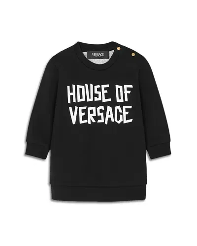 Versace Girls' Fleece Wild Baroque Logo Dress - Baby In Black+whit