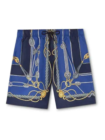 Versace Nautical-print Swim Shorts In Blu