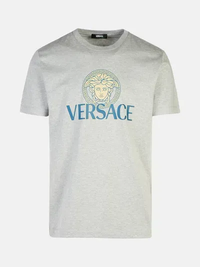 Versace Gray Cotton T-shirt In Grau