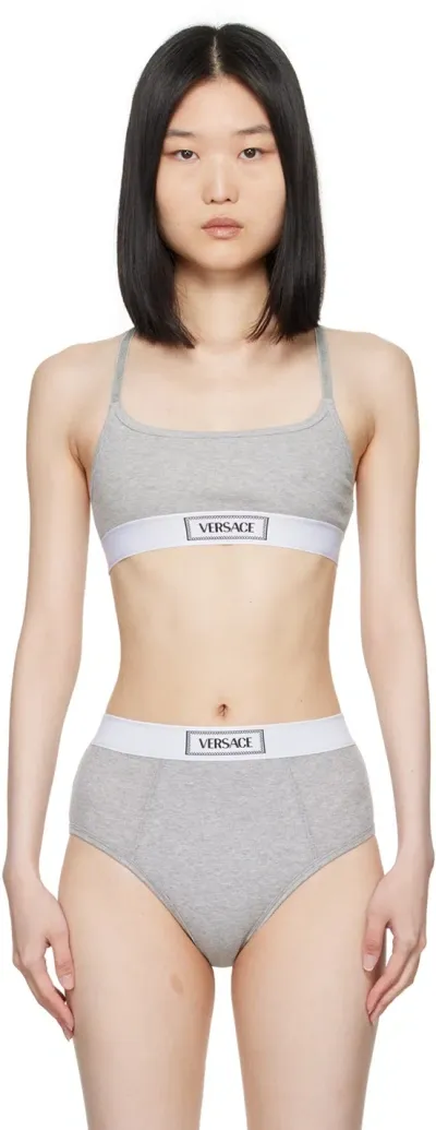 Versace Gray Scoop Neck Bra In 1e130-grey Melanges