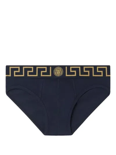 Versace Greca Border Briefs In Blue