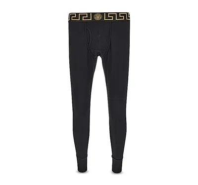 Versace Greca Border Leggings In Black Gold