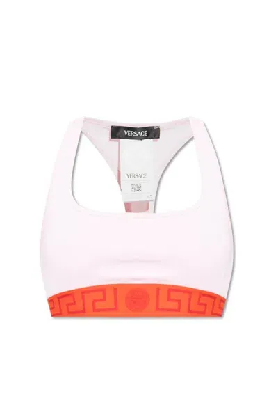 Versace Greca Border Scoop Neck Triangle Bra In Pink