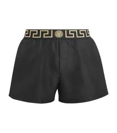 Versace Greca Border Swim Shorts In Black