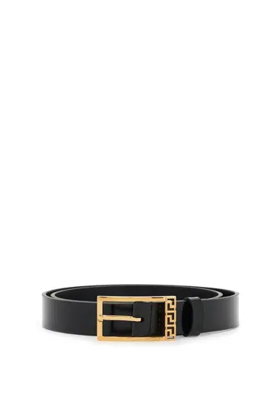 Versace Greca Buckle Fastened Belt In Black