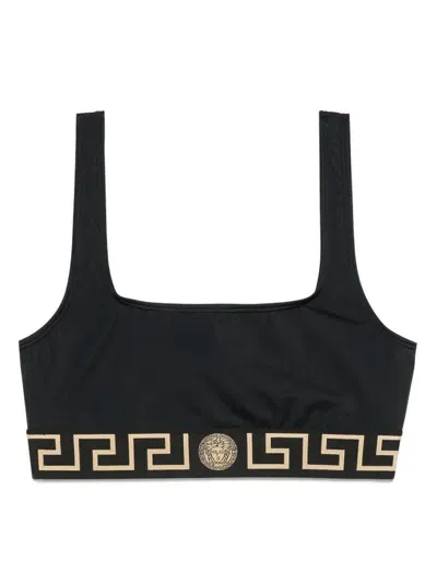 Versace Greca-detailing Bikini Top In Black