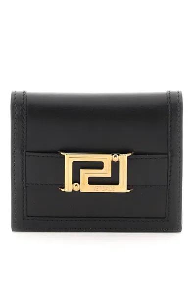 Versace Greca Goddes Wallet In Nero/oro