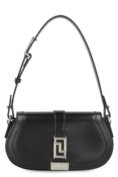 Versace Greca Goddess Mini Leather Shoulder Bag In Black