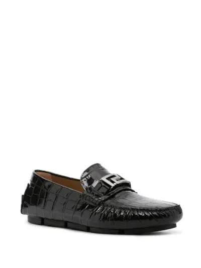 Versace Greca Loafers In Black