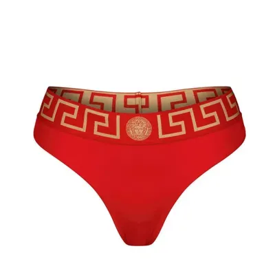 Versace Greca Border Bikini Bottoms In Red