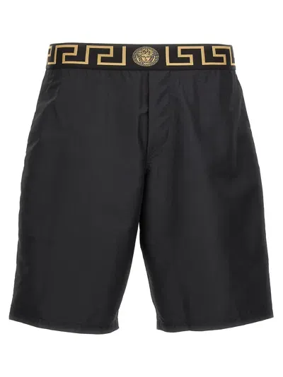 Versace Greca Beachwear In Black