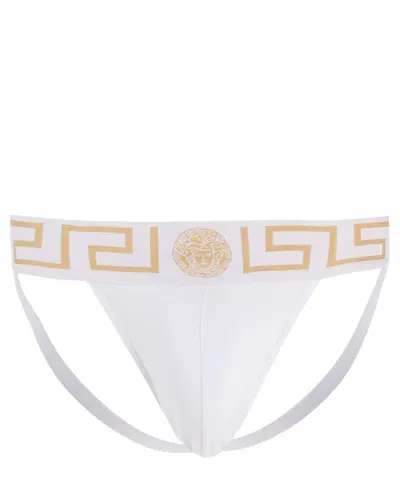 Versace Greca Thong In White