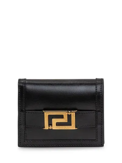 Versace Greek Goddess Wallet In Black