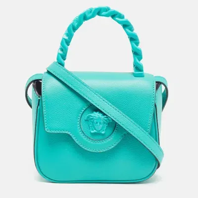 Pre-owned Versace Green Leather Mini La Medusa Top Handle Bag