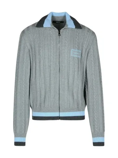 Versace Grey Virgin Wool Sweater In Gray