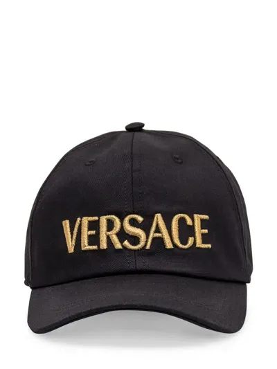 Versace Hat With Logo In Black