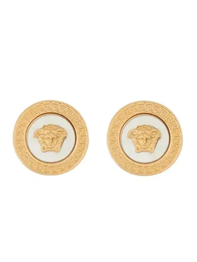 Versace Ic Button Earrings By Orecch In Gold