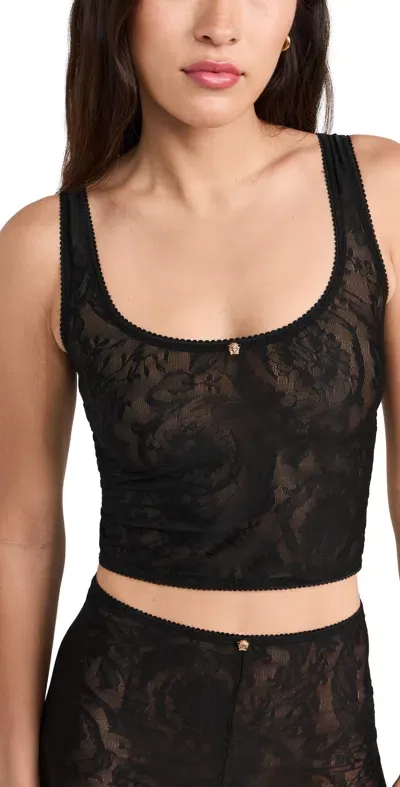 Versace Jacquard Baroque Tulle Tank Top Black