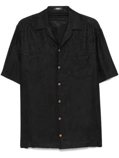 Versace Jaquard Print Shirt In Black  