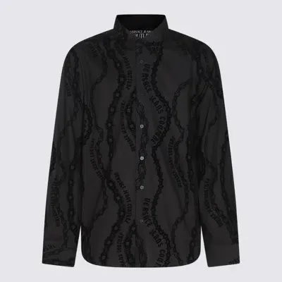 Versace Jeans Couture Black Cotton Shirt In Schwarz