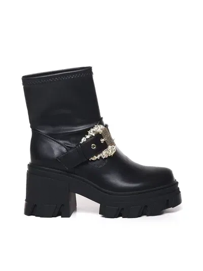 Versace Jeans Couture Chunky Ankle Boots In Black