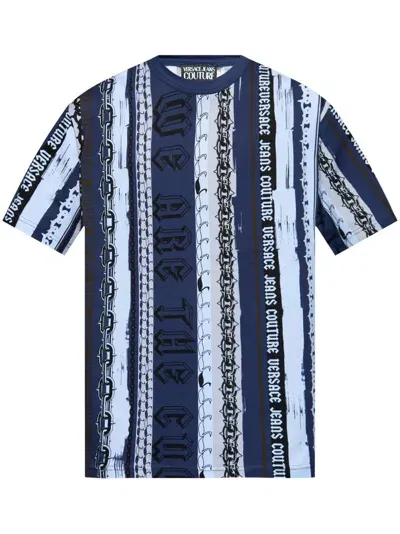 Versace Jeans Couture Chain Couture-print T-shirt In Blue