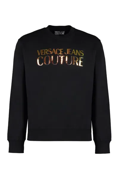 Versace Jeans Couture Cotton Crew-neck Sweatshirt In Black