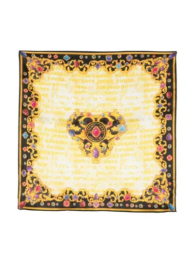 Versace Jeans Couture Barocco-print Silk Scarf In Multicolore