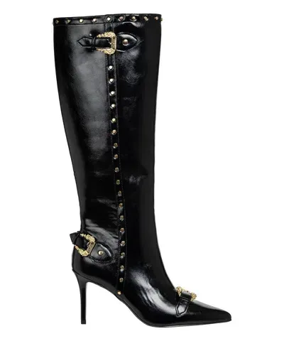 Pre-owned Versace Jeans Couture Hohe Stiefel Damen E77va3s58-ezs871_e899 Black Schwarz