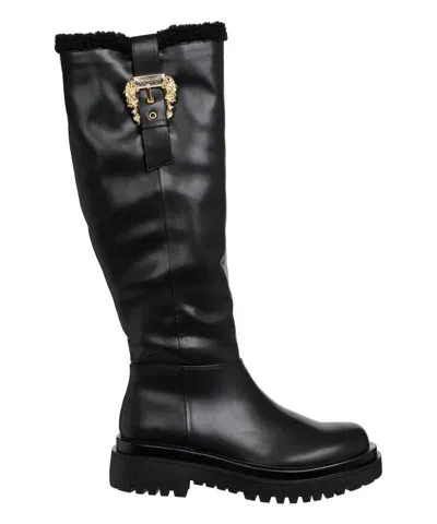 Pre-owned Versace Jeans Couture Hohe Stiefel Damen E77va3s65-ezs865_e899 Black Schwarz