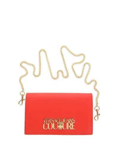 Versace Jeans Couture Logo Lock Wallet On Chain In Red