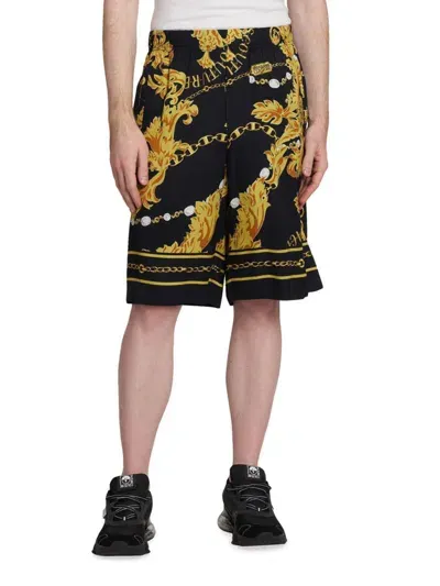 Versace Jeans Couture Men's Baroque Print Bermuda Shorts In Black