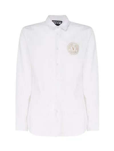 Versace Jeans Couture Embroidered-logo Poplin Shirt In White