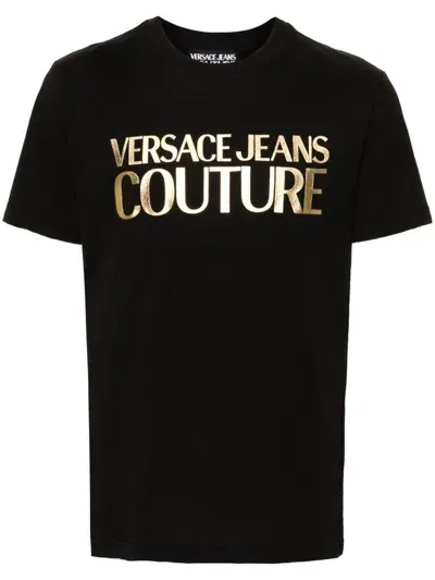 Versace Jeans Couture Logo-print Cotton T-shirt In Black