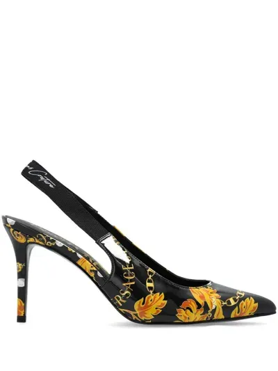 Versace Jeans Couture Decolette Slingback Pumps In Black