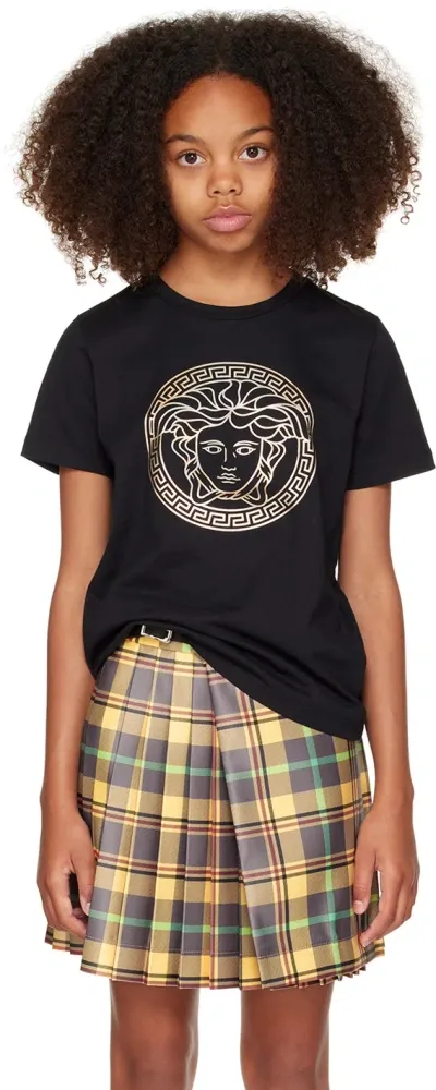 Versace Kids Black Medusa T-shirt In 2b130-black+gold