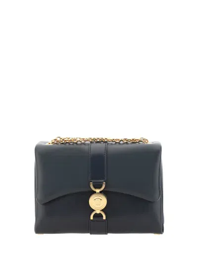 Versace Lambskin Chain Strap Shoulder Bag In Black- Gold