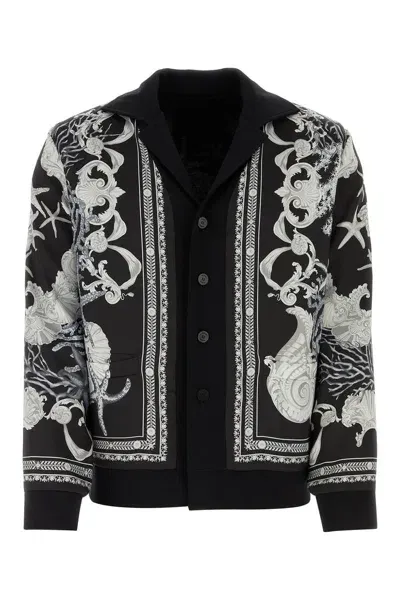 Versace Barocco Sea Reversible Cardigan In Multicolor