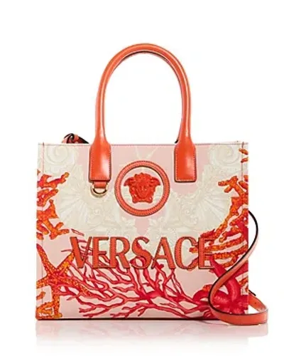 Versace La Medusa Canvas Tote Bag In Neutrals