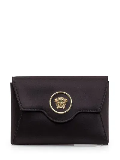 Versace La Medusa Clutch Bag In Black