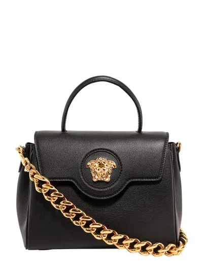 Versace La Medusa Handbag In Nero-oro